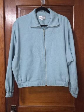*Vintage* 80s/90s 'HanaSport' California Light Blue Zip-Up Bomber Jacket